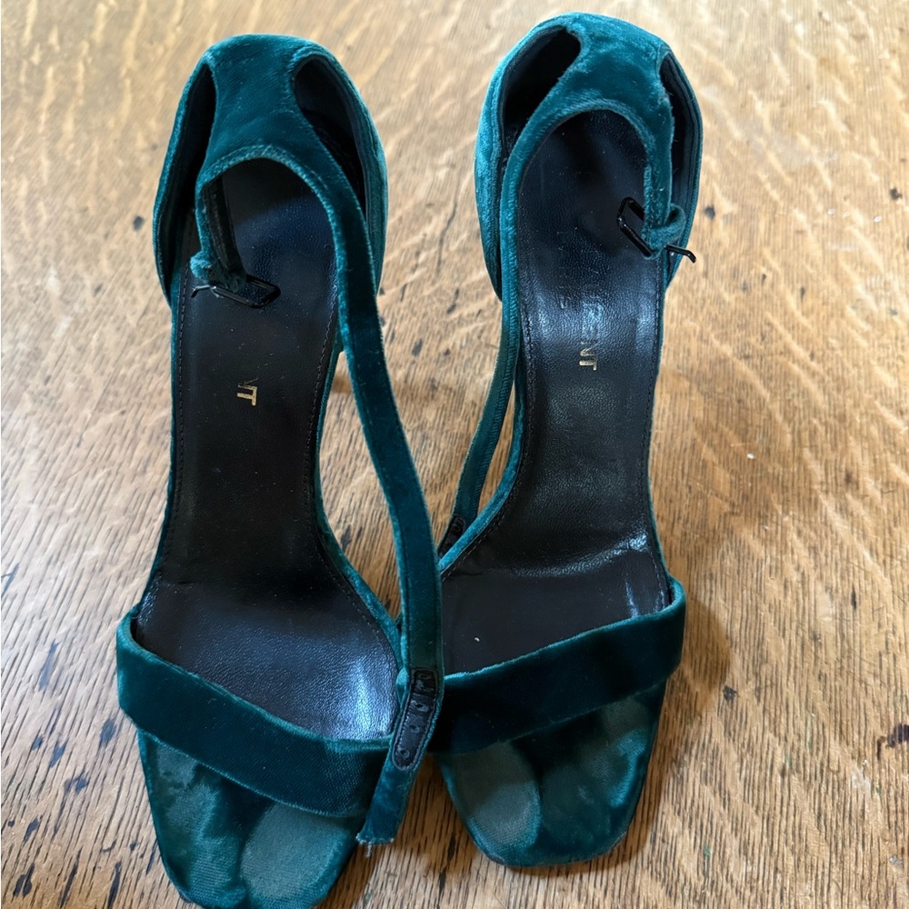 Saint Laurent Green Velvet Women's Heels